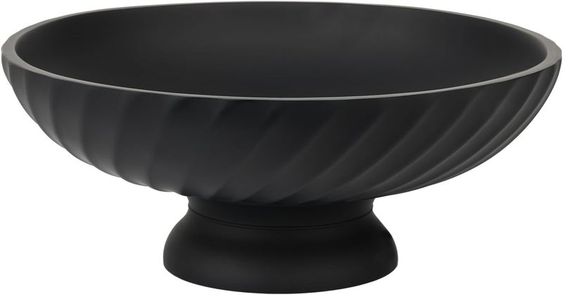 Deobath Large Resin Pedestal Decorative Bowl - Modern Fruit Bowl for Kitchen Counter - Handicraft Bowls for Home Decor - Key Bowl for Entry Table,Matte Black - Image 1